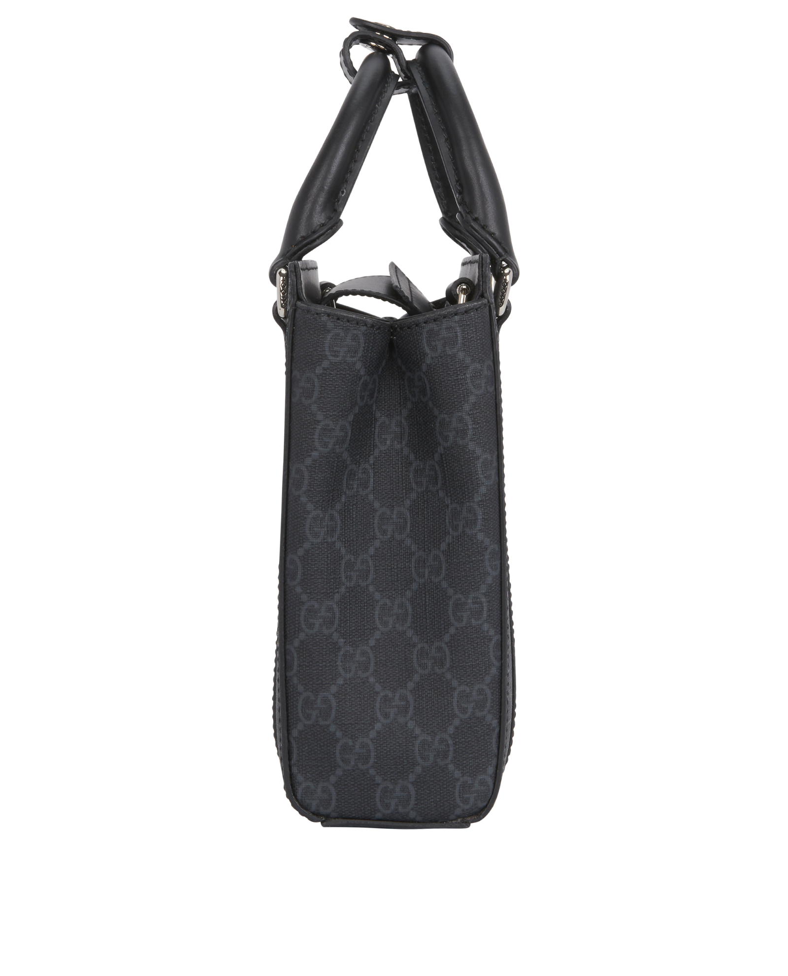 GG Mini Tote Bag, &pound;550, Handbags, Black, Coated Canvas/Leather, Side view